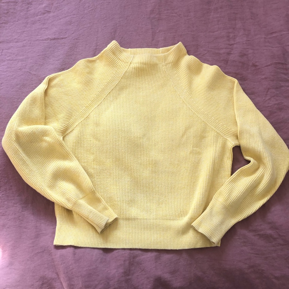Free People Mock Neck Oversized Yellow Sweater